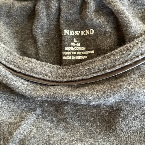 2 Lands End women’s large crew long sleeve gray heather 💯% cotton tops - Picture 2 of 3